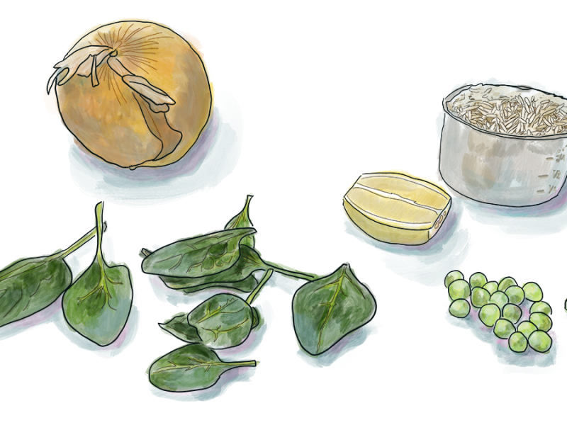 Orzo with lemon and peas:&nbsp;vegan